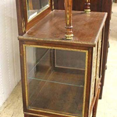ANTIQUE French Mahogany Display Ã‰tagÃ¨re with Applied Bronze and Brass Gallery â€“ auction estimate $300-$600 - Located Inside 