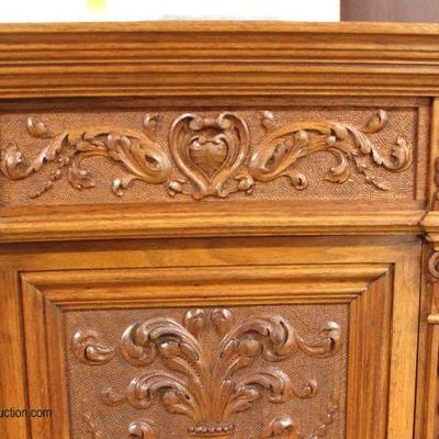 ANTIQUE Highly Carved and Ornate Fall Front Mahogany Desk â€“ auction estimate $400-$800 - Located Inside