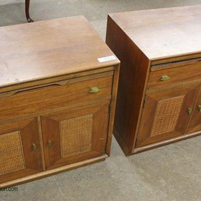  PAIR of Mid Century Modern Danish Walnut Pull out tray over 1 Drawer and 2 Doors Night Stands

located inside â€“ auction estimate...