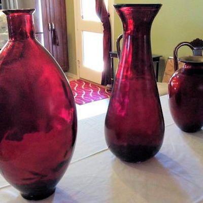 MHT041 Three Large Red Vases