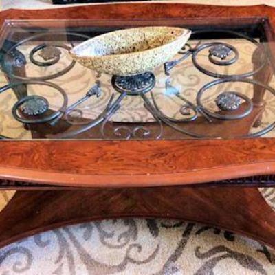MHT004 Wood & Glass Decorative Table