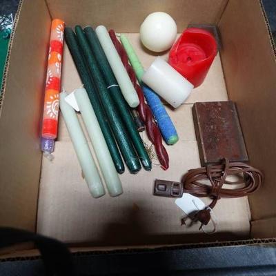 Lot of candle sticks, ribbon, nutrition book.
