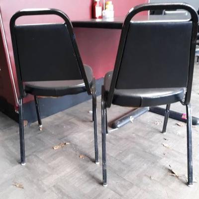 3 Black & Metal Cushioned Chairs..