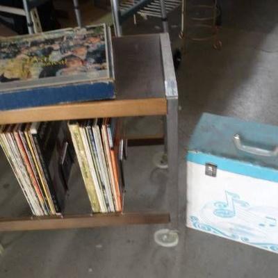 Lot of records and a record cart.