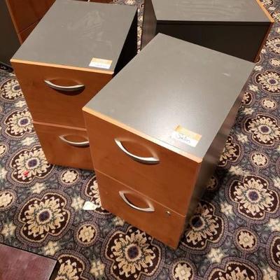 (3) 2 Tier Wooden File Cabinets.