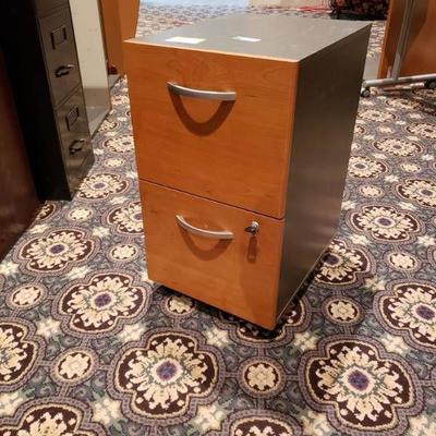 Lockable 2 Tier Wooden File Cabinet on Wheels with ...