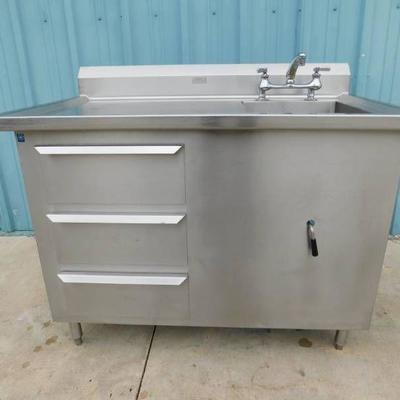 3 Drawer Stainless Steel Table with Sink and Lever ...