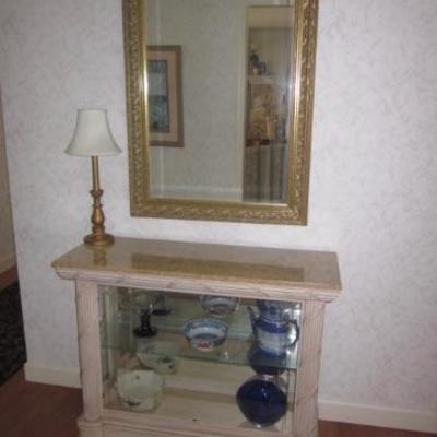 Marble Curio Cabinet with Shelves and Mirrors