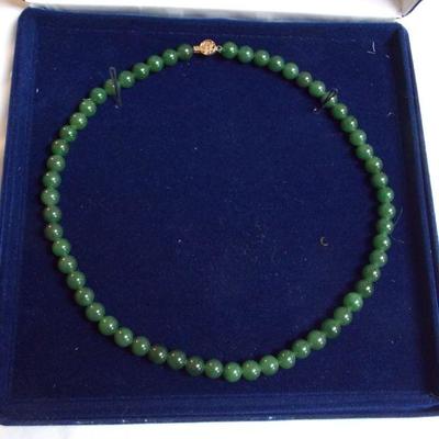 Jade Necklace w/14 k Clasp