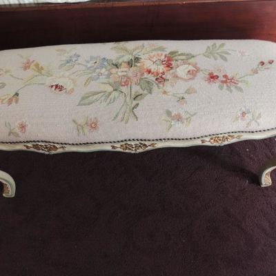 vintage French Provincial needle point bench