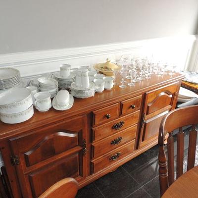 Sprague &Carlton side board, table with two leaves and four chairs