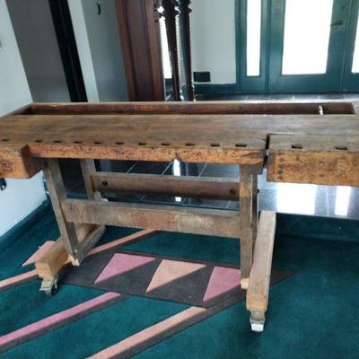 Early 1900's maple top work bench