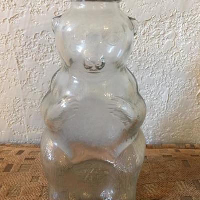 Vintage Snow Crest bear glass bank bottle