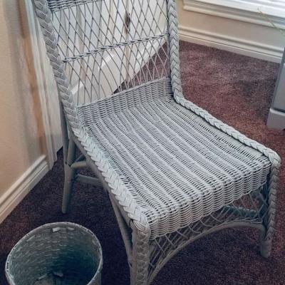 Wicker chair painted blue. $40
