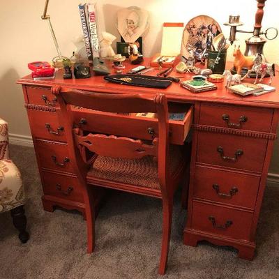 Red desk @ $100. Red chair @ $40