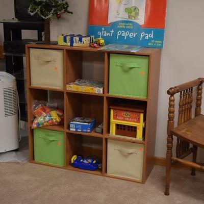 Shelf Stand w Baskets & Children's Toys