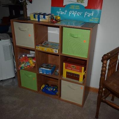 Shelf Unit, Baskets, & Toys