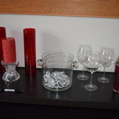 Candles, Vases, Ice Bucket, Martini Shaker, & Stem Glasses
