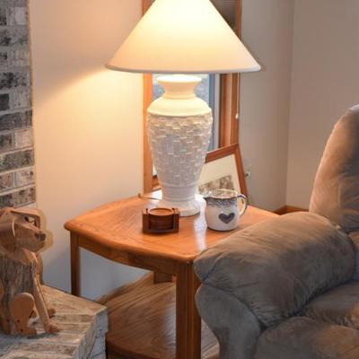 Side Table, Lamp, & Coasters