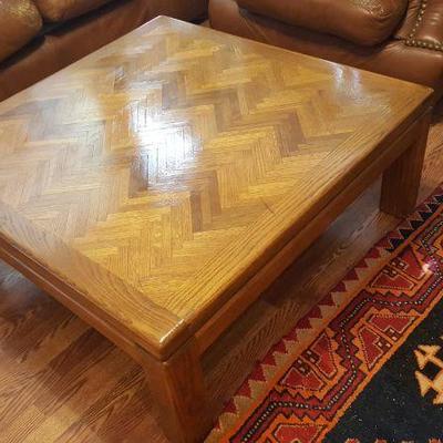 Solid oak wood inlaid pattern coffee table........$100.00