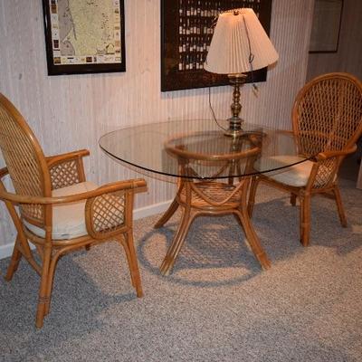 Cane Base Table & Chairs