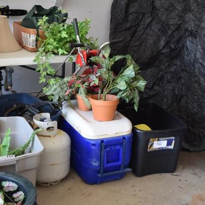 Plants, Vases, Cooler, Propane Tank