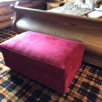 Red ottoman with storage 