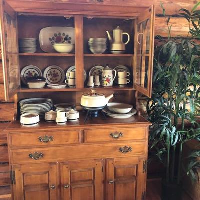 Hutch with retro cookware and serving set all matching SUPER COOL 