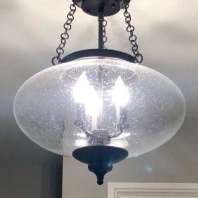 Pendant light with handblown glass