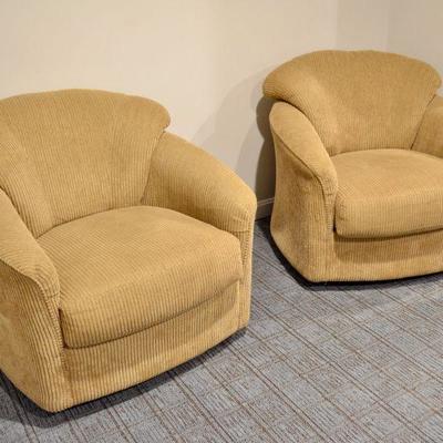 Pair of corduroy swivel chairs