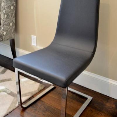 Set of 4 Caligaris Italian leather cantilever dining chairs