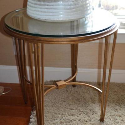 Mitchell Gold glass top side table