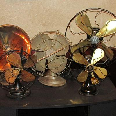 Antique Westinghouse Cozy Glow heater and fans