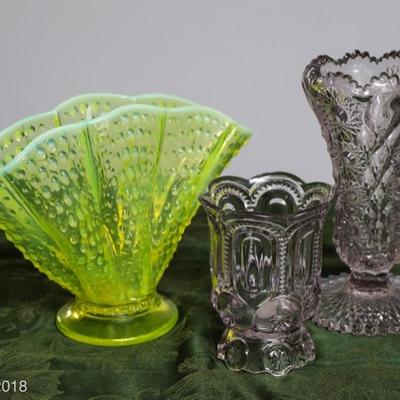 Depression glass vase and lead  glassvases