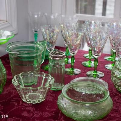 Depression green glass ware