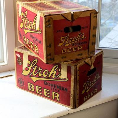 Vintage Stroh's beer cases