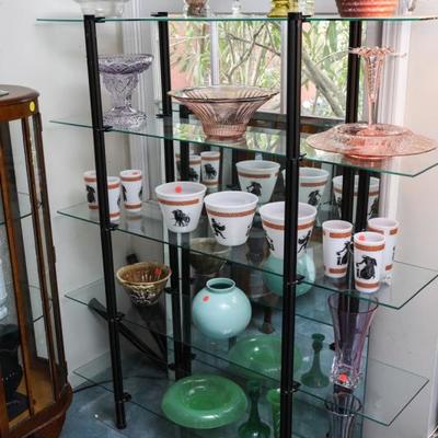 Glass shelving and ceramics and glass ornaments 
