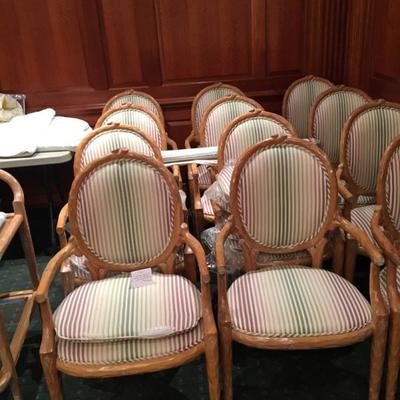 12 custom hand carved dining room chairs made in Italy