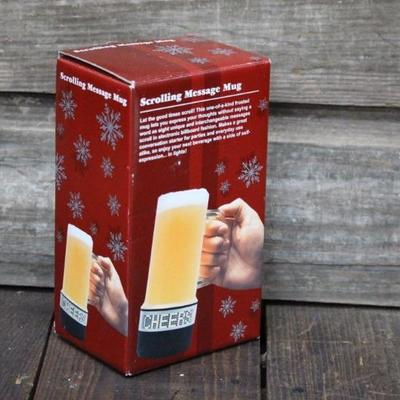 Scrolling digital message beer mug