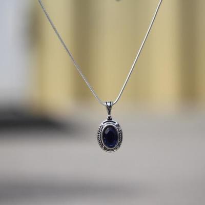 Sterling Blue Sapphire Pendant & Earrings