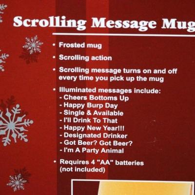 Scrolling digital message beer mug