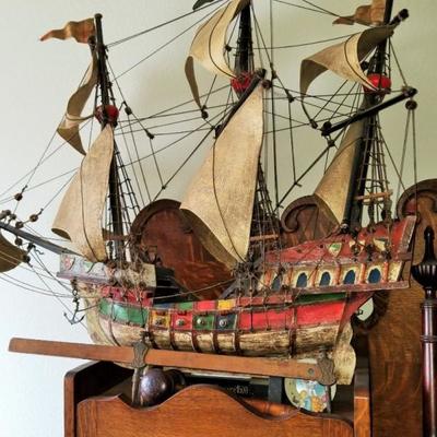 Vintage Ship Wood and Canvas