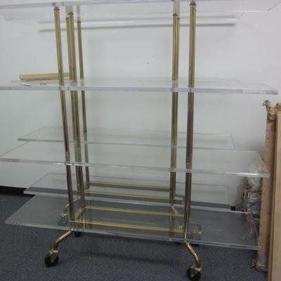 Brass & Acrylic Rolling Etagere's