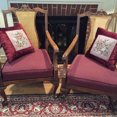 Vtg Chairs with Beaded Pillows