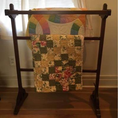Quilt Stand with Handmade Quilts