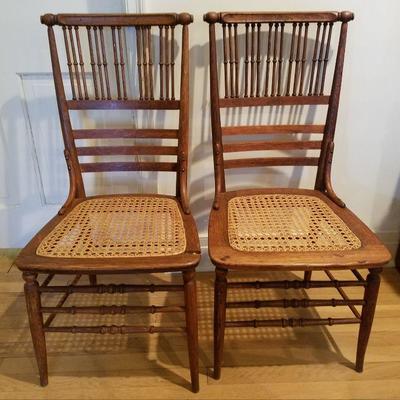 Antique Oak and Caned Chairs 2