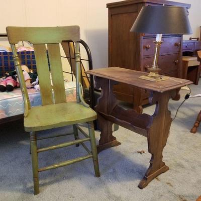 Vtg Chair, End Table, and Lamp
