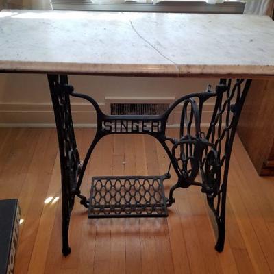 Antique Singer Base with Marble Top