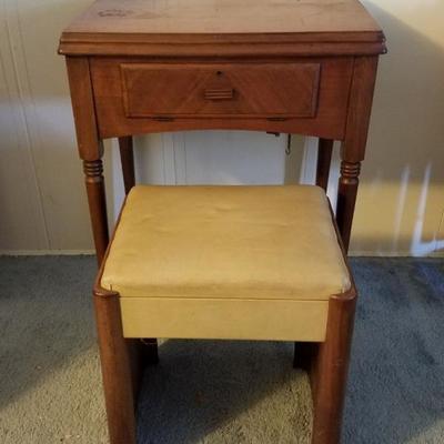 Singer Sewing Machine, Table, and Stool