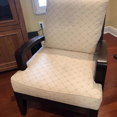 Cream and beige side chair with arms (29